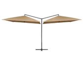 Double Parasol with Steel Pole 250x250 cm Taupe