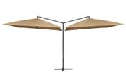 Double Parasol with Steel Pole 250x250 cm Taupe
