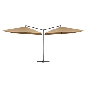 Double Parasol with Steel Pole 250x250 cm Taupe