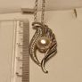 Sterling Silver Pearl & Zircon Solid Drop Pendant Image 5