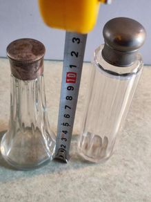 Vintge 2 Glass Bottle With Lid.