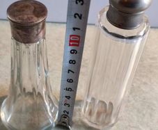 Vintge 2 Glass Bottle With Lid.