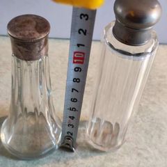 Vintge 2 Glass Bottle With Lid.