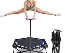 42 inch Foldable Mini Rebounder Trampoline, Home Fitness Trampoline for Adults, Indoor Exercise Jumper, No Installation Required and Portable