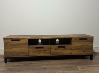 NEXT Dark Bronx Up to 80 inch Oak Effect Slim TV Unit TV Stand