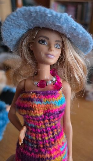 Barbie doll handemade dress and necklace