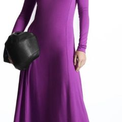 COS  Long-Sleeved Gathered Jersey Midi Dress