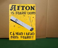 Afton Irish language tin metal sign