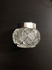 Cut glass and sterling silver 1900 London dressing table pot
