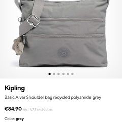 Kipling's Alvar sling crossbody ladies grey bag brand new never used!