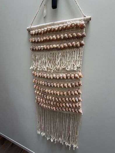 Macrame with seashells wall art