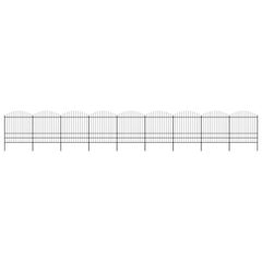 Garden Fence with Spear Top Steel (1.75-2)x15.3 m Black