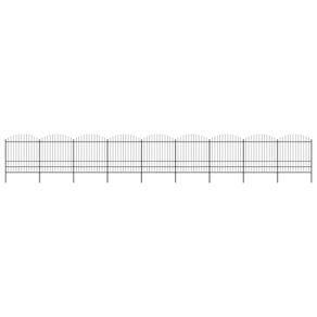 Garden Fence with Spear Top Steel (1.75-2)x15.3 m Black