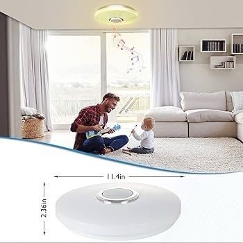 36W LED Ceiling Light with Bluetooth Speaker, Intelligent with Remote Control and APP Control, RGBW Colour Change, Adjustable for Bedroom, Kitchen, Bathroom, Nursery, Living Room