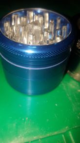 Metal Herb Grinder blue clear top 3 layer 2 for 25