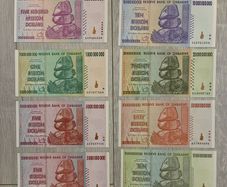 8 Zimbabwe Hyperinflation Banknotes