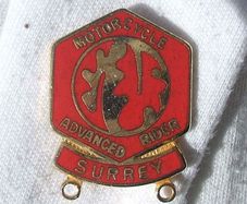 Motorcycle Training Scheme (Surrey) - Advanced Rider qualification enamel badge (c.1990's)