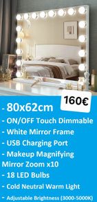 Makeup LED Mirror Cosmetic Dressing Table Dual LED USB Charging Port