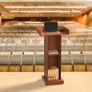 Podium Standing Desk Floor Standing Church Pulpit Stand with Wide Reading Surface and Storage Shelf,Wood Podium Classroom Lectern Stand Customer Reception Podiums Desk Image 5