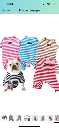 Dog Clothes,Dog Classic Striped Pajamas Soft Cotton Jumpsuit Pug French Bulldog Onesies Costume for Cats Puppy Small Medium Dogs(Black,XS