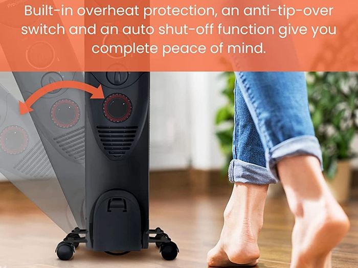 2500W Oil Filled Radiator, 11 Fin - Portable Electric Heater - Built-in Timer, 3 Heat Settings, Adjustable Thermostat, Safety Cut-Off & 24 Hour Timer MULTIPLE COLOURS AVAILABLE (FREE POSTAGE)