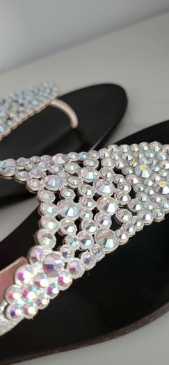 MAGRIT leather silver tone jewelled sandals Sz 39 (Fit 6-6.5 UK) Rrp 220 (New)