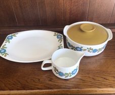 Retro Vintage J&G Meakin Studio pottery meatplate covered veg dish and gravy boat