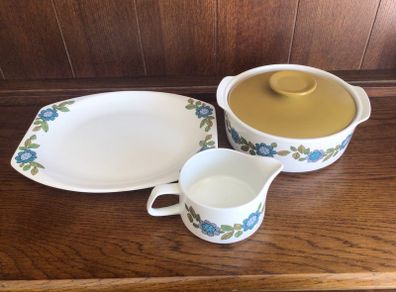 Retro Vintage J&G Meakin Studio pottery meatplate covered veg dish and gravy boat