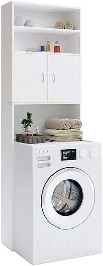 Bathroom Cabinet Washing Machine Cupboard White 2 Doors - Free Delivery Nationwide