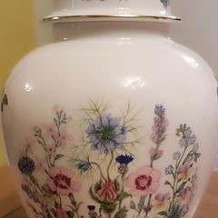 Vintage Aynsley Fine Bone China Ginger Jar | Wild Tudor Floral Covered Urn