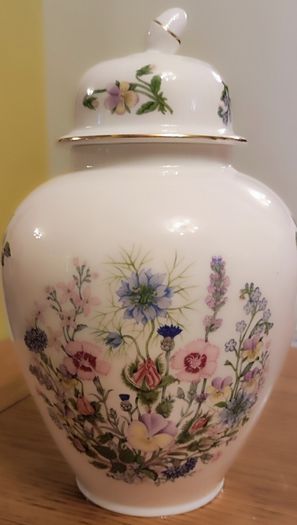 Vintage Aynsley Fine Bone China Ginger Jar | Wild Tudor Floral Covered Urn