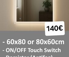 LED Bathroom Mirror 60x80cm Antifog Demister