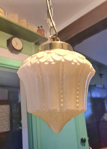 Original cream leaf design glass original 1920s Art Deco ceiling light