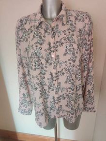 Salmon floral long sleeve blouse size UK12 EU40 Perfect condition Postage included