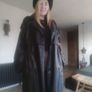 womans black faux leather trench coat Image 3