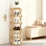 foldable 6-tier shoe stand made of bamboo, for max. 9 pairs of shoes, 30 x 29 x 108 cm, Natural Image 5