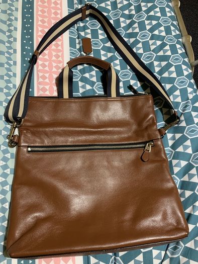 Men Coach Foldover Leather Tote Bag