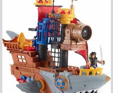 Fisher-Price Imaginext Preschool Toy Shark Bite Pirate Ship Playset with Figure & Accessories.