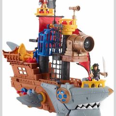 Fisher-Price Imaginext Preschool Toy Shark Bite Pirate Ship Playset with Figure & Accessories.