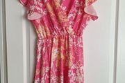 Pink satin floral dress