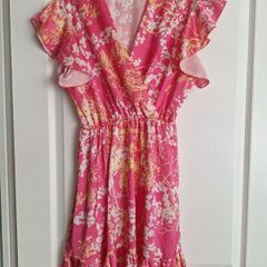 Pink satin floral dress