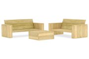 3 Piece Garden Lounge Set Impregnated Pinewood