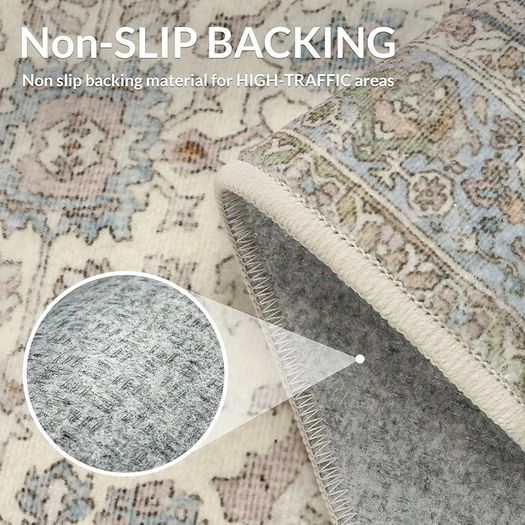 Large Rugs for Living Room 200x290cm, Extra Large Area Rug Washable, Vintage Boho Big Rugs, Low Pile, Non-Shedding, XXL Carpet, Oriental Design, Dining Room, Home, Office, Bedroom