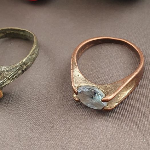 Antique Handmade Mix Brass with Mix Stone Glass Rings Lot Of 15