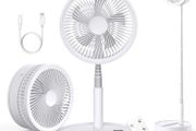 Portable Foldable Standing Fan - 8.6" 8000mAh Rechargeable Oscillating | 4-speed 22dB Silent Fan with Remote. USB Telescopic 3.5" Collapsible Design for Bedroom, Travel, Cruise &amp; Camping.