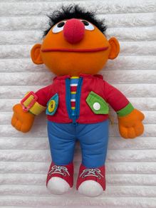 Playskool Dress Me Up Ernie Sesame Street Plush 1990 Vintage approx. 35 cm. Used Damaged Please see photos