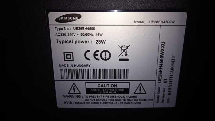 SAMSUNG UE26EH4500w 26 inches remote controller