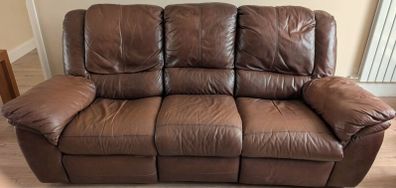Genuine Italian Leather 3-Piece Reclining Suite