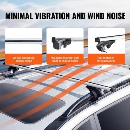 Roof Rack Crossbar 135.1 cm Length for Vehicle w/ Raised Side Rail