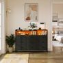 Black Chest of Drawers Bedroom, Dresser Cabinet with 2 Sockets, 2 USB Ports and 10 Colored LED Strips, Chest Drawers with Shelf 9 Fabric Drawers for Bedroom Living Room, 130 30 97cm Image 7